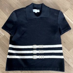 St. John collection navy blue short sleeve top